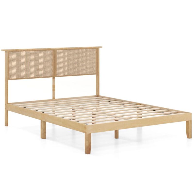 Hivvago Queen Size Bed Frame with Rattan Headboard