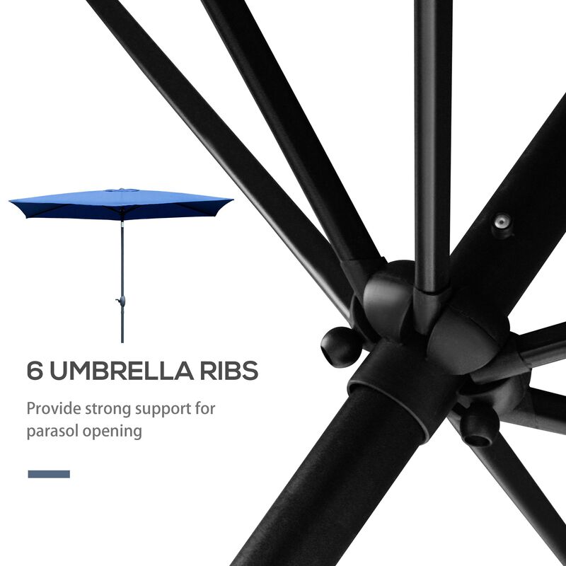 Blue Rectangular Shade: 6.6x10ft Patio Umbrella with Crank
