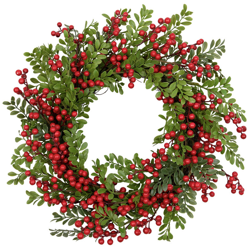 Lush Berry and Leaf Artificial Christmas Wreath  18-Inch  Unlit image number 0