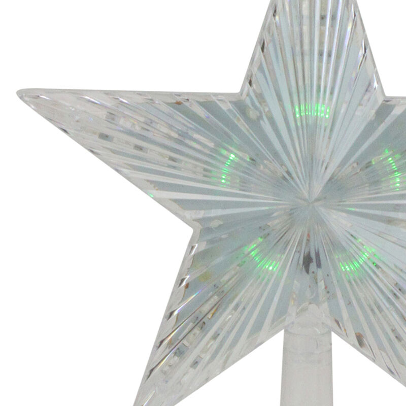 9" Pre-Lit Clear Crystal Star Christmas Tree Topper - Multicolor LED Lights image number 2