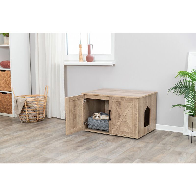 TRIXIE XL Farmhouse Litter Box Enclosure, Hidden Litter Box Cabinet or End Table image number 2