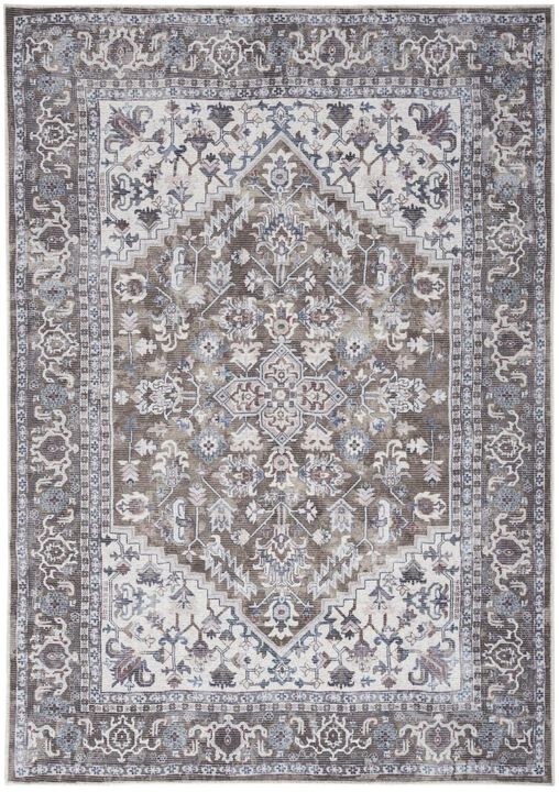 HomeRoots Floral Medallion Power Loom Distressed Area Rug