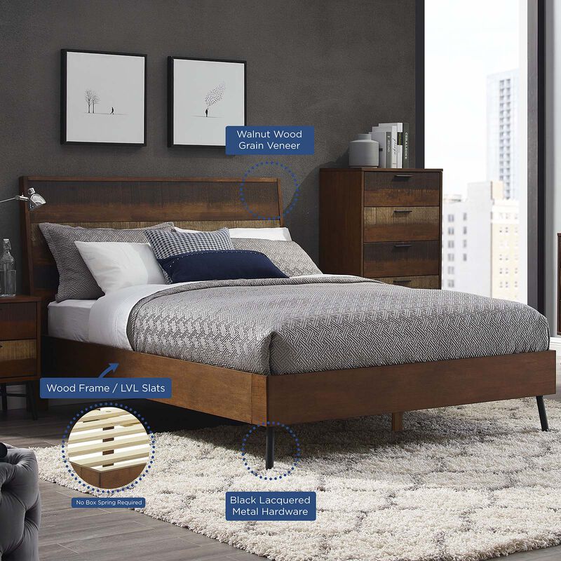 Modway - Arwen Queen Rustic Wood Bed Walnut image number 6