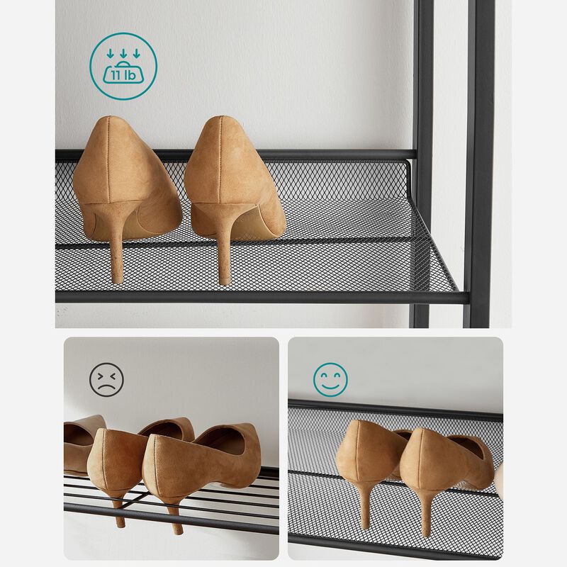 8-Tier Shoe Rack - Set of 2 Stackable 4-Tier Metal Mesh Shoe Organizers for Storage