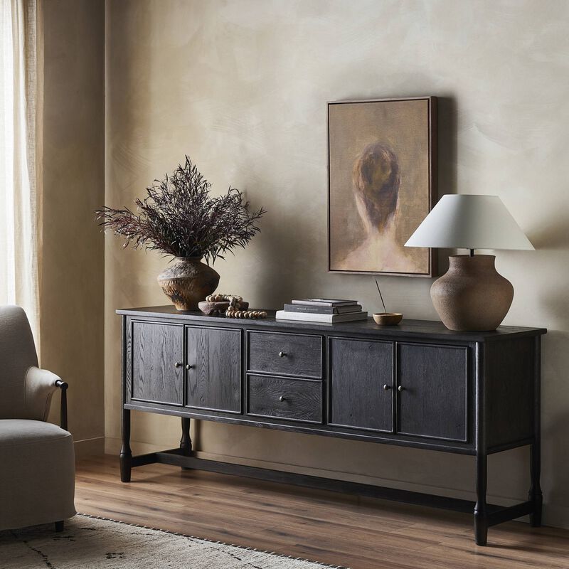 Bari 84" Cracked Smoked Black Sideboard