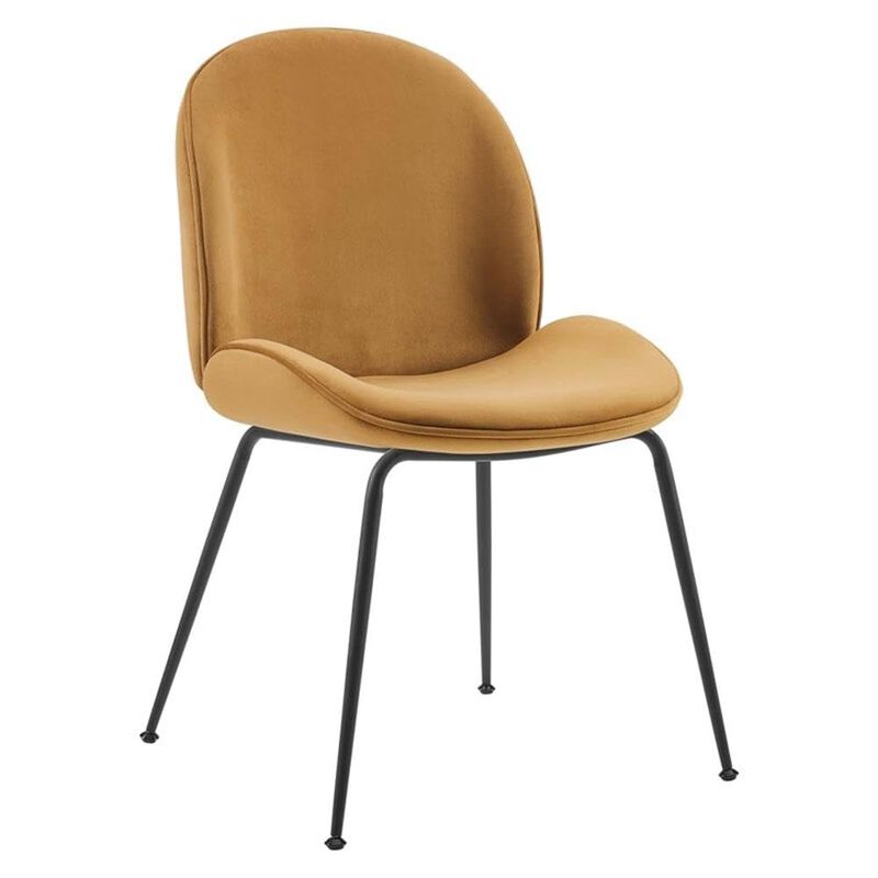 Modway EEI-4635-COG Scoop Black Powder Coated Steel Leg Performance Velvet Dining Chairs - Set of 2, Cognac image number 2