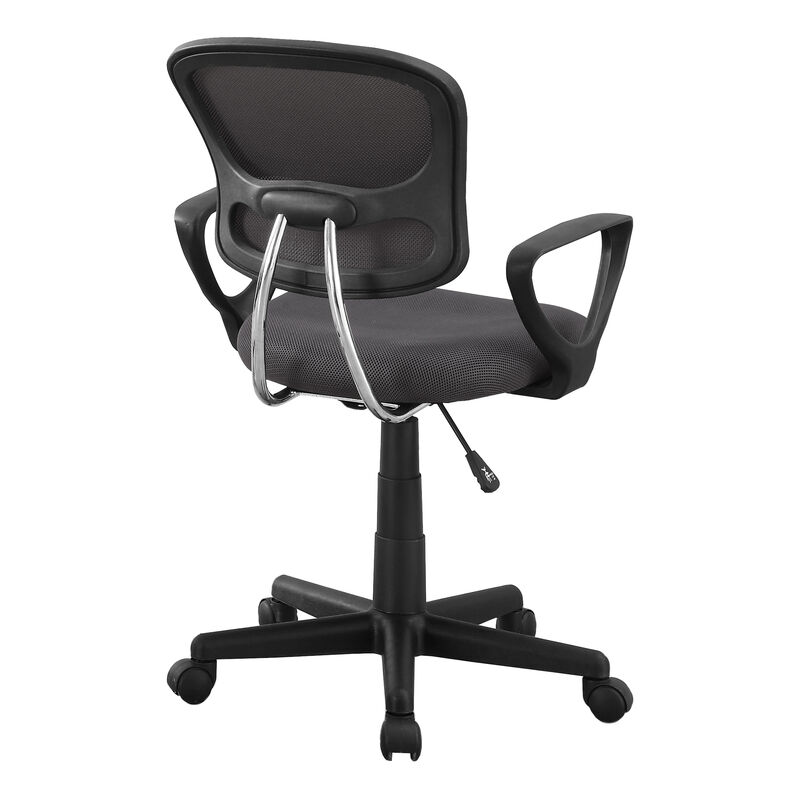 Monarch Specialties I 7262 Office Chair, Adjustable Height, Swivel, Ergonomic, Armrests, Computer Desk, Work, Juvenile, Metal, Mesh, Grey, Black, Contemporary, Modern