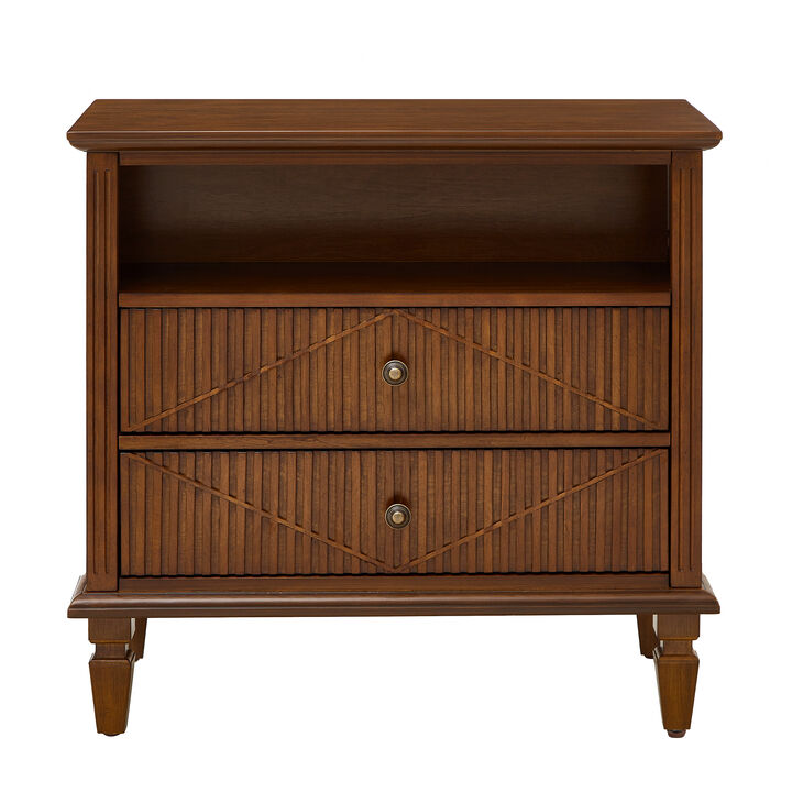 Muquup Farmhouse Nightstand with Charging Station