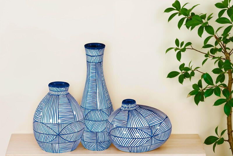 Indigo Mosaic Short Vase image number 1