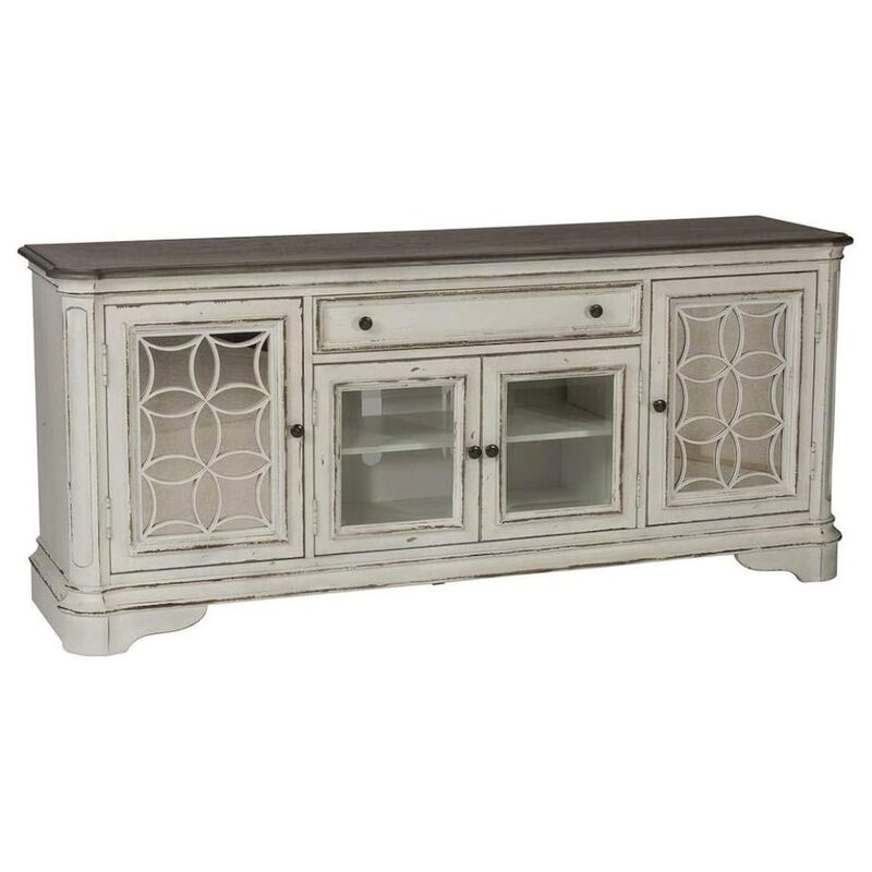 Liberty Furniture Antique White TV Console with Drawer and 4 Cabinets for Rustic Decor Use image number 0