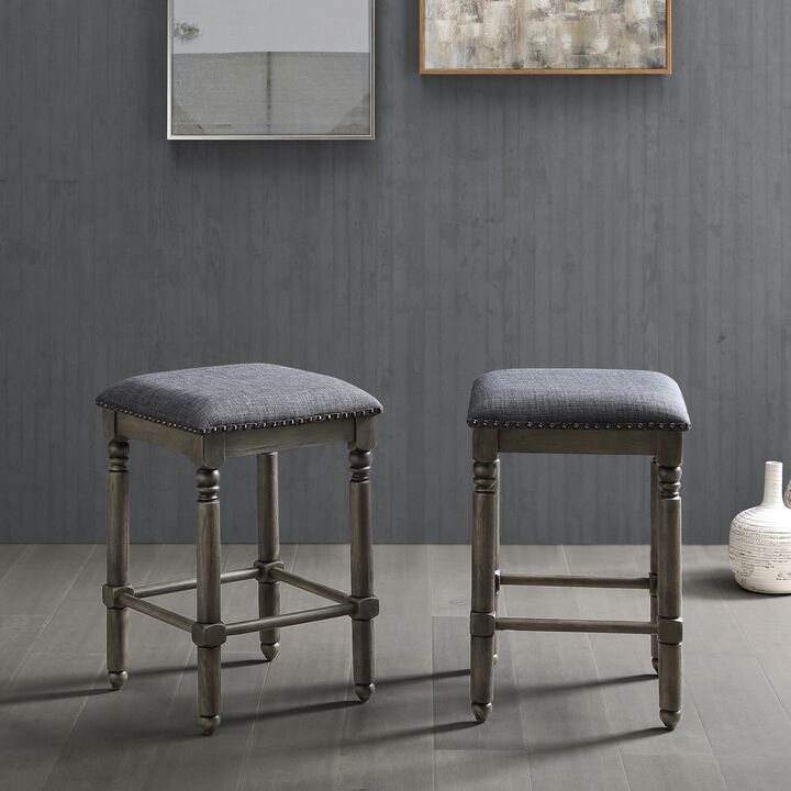 Streamdale Wood Upholstered Swivel Counter Height Stool, Set of 2, Grey