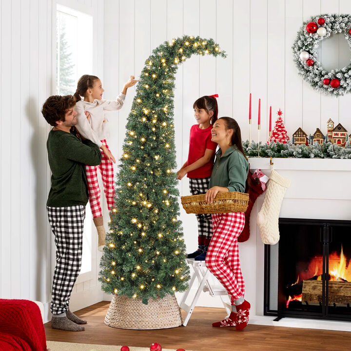 BreeBe 7 ft Prelit Christmas Tree with 300 LED Lights and Metal Stand