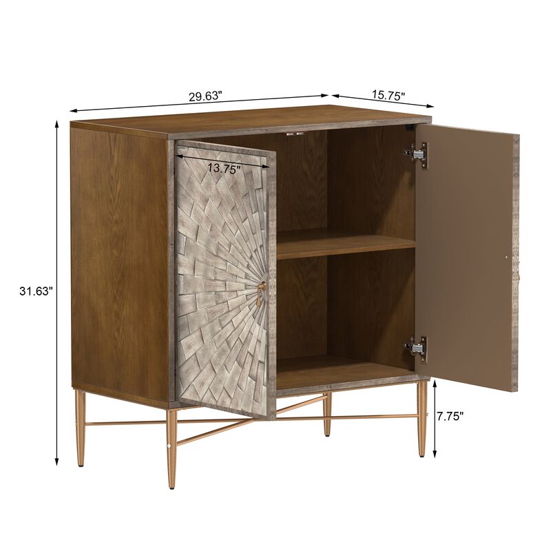 MONDAWE Kitchen Sideboard Buffet Table, Modern Sideboard Storage Cabinet with 2 Doors, Console Cupboard, Bookmatch Buffet for Living Room Entryway image number 4