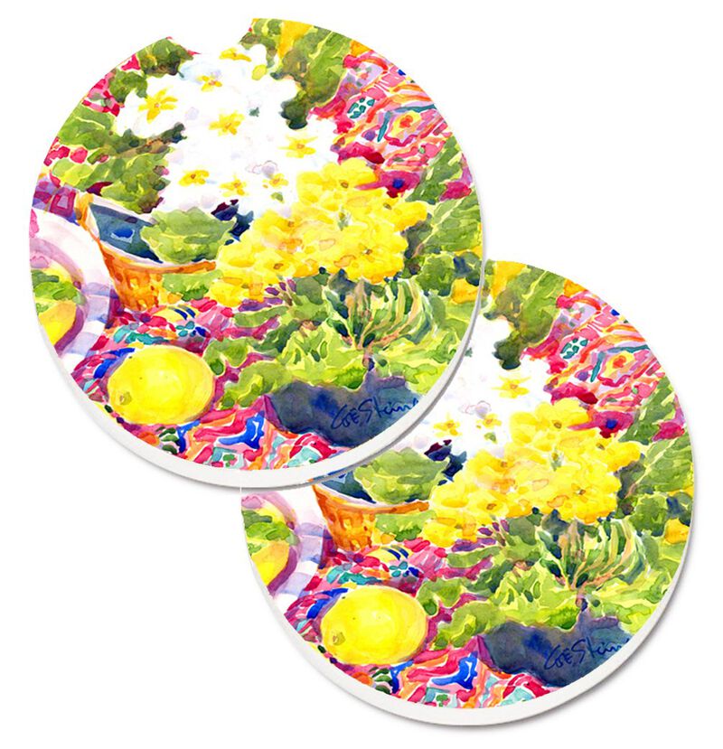 Caroline's Treasures Flower - Primroses Set of 2 Cup Holder Car Coasters 6062CARC, 2.56, Multicolor image number 0