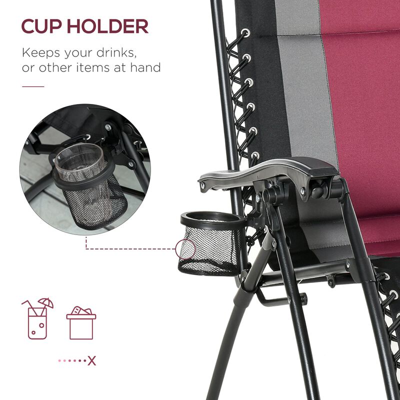 Red Outdoor Relaxer: Zero-Gravity Folding Recliner with Cupholder