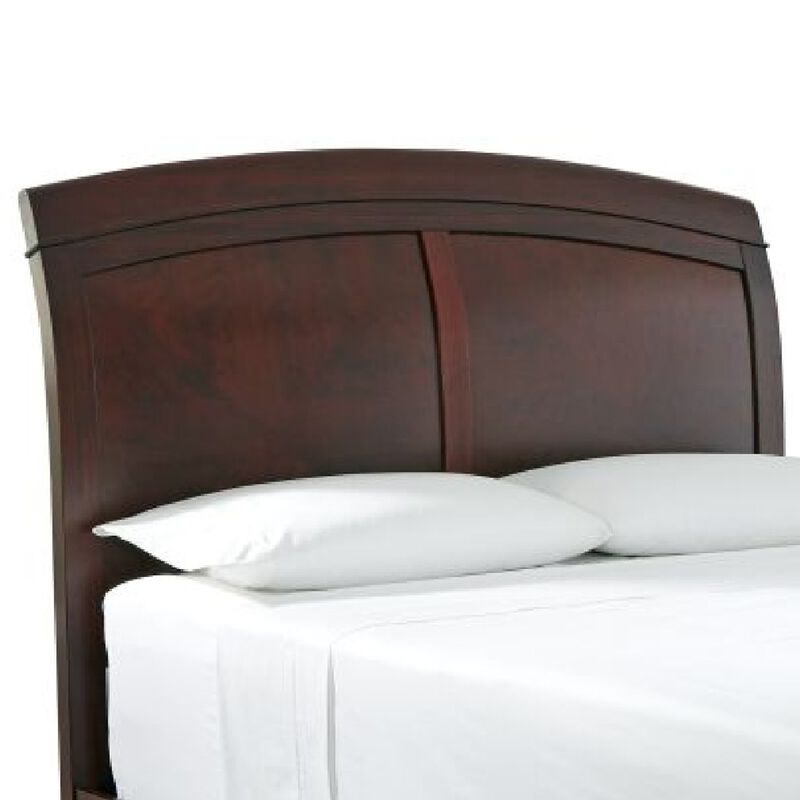 Kyle Low Profile Wood California King Bed, Sleigh Headboard, Cherry Brown - Benzara