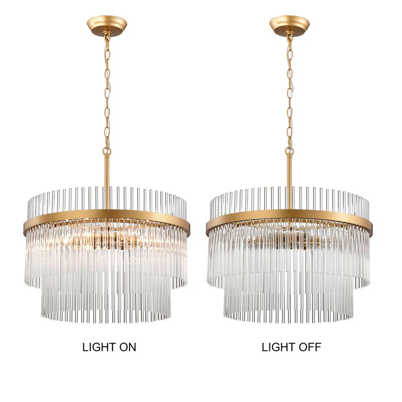 Clio Glossy Bronze Two-Tier Crystal Glass Bar Round Chandelier image number 7