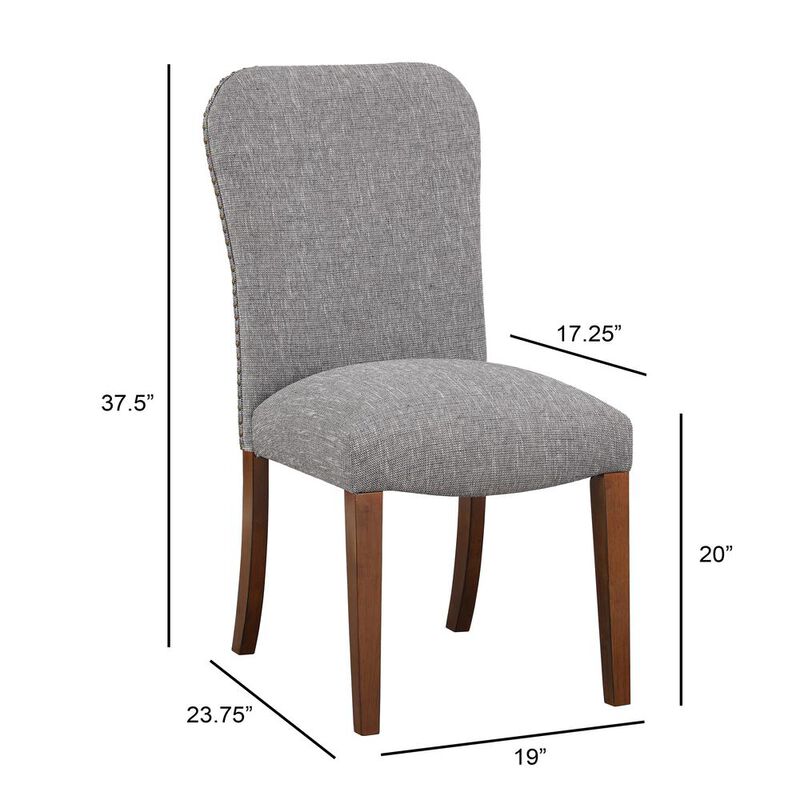 Comfort Pointe Salina Ashen Grey Dining Chair in Performance Fabric with Nail Heads - set of 2