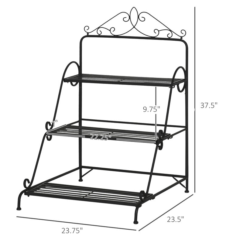 3 Tier Metal Plant Stand Ladder Flower Pot Display Rack Shelf Indoor & Outdoor