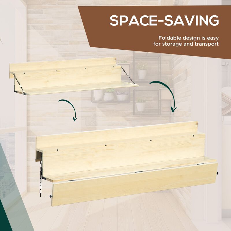 Natural Wood Balcony Table: Foldable Spruce Railing Bar & Desk