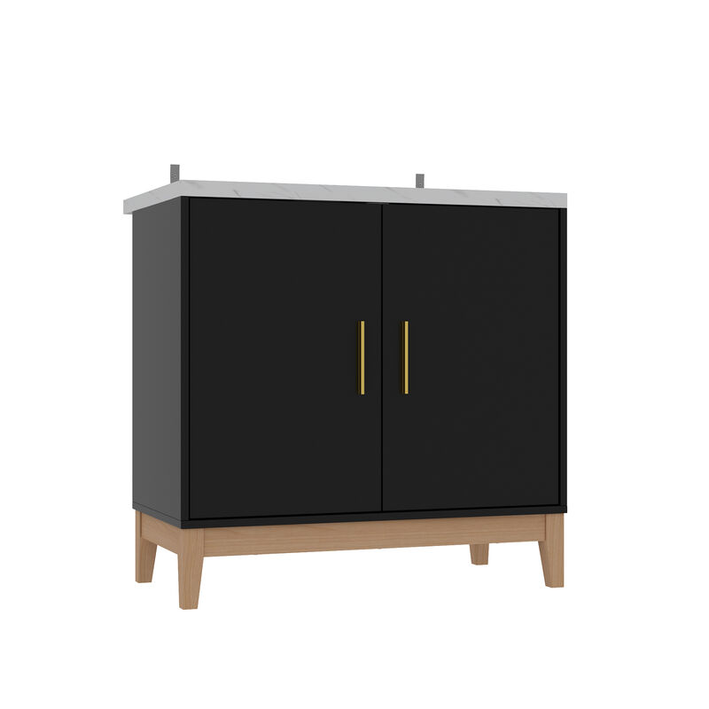31.6 in. W x 19 in. D x 31.3 in. H in Black Ready to Assemble Free Standing Bathroom Cabinet with Basin without Mirror