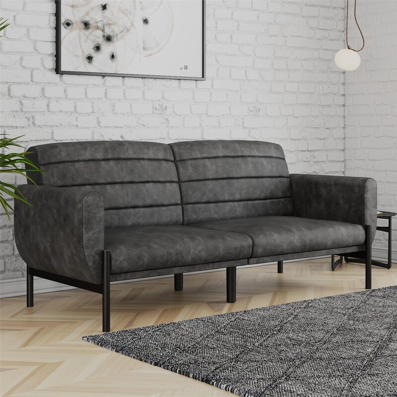 Atwater Living Lloyd Futon, Distressed Brown Faux Leather