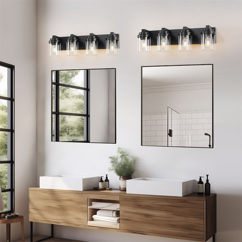 24.1 in. 4-Light Matte Black Wall Sconce with Clear Glass Shade image number 7