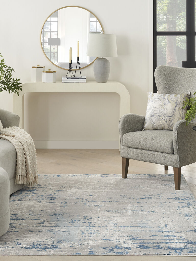 Quarry QUA01 Ivory/Gray/Blue 6'7" x 9'6" Rug