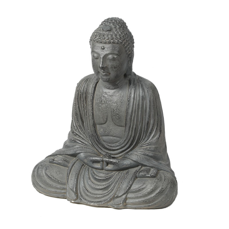 LuxenHome Gray MgO 17in. H Meditating Buddha Garden Statue