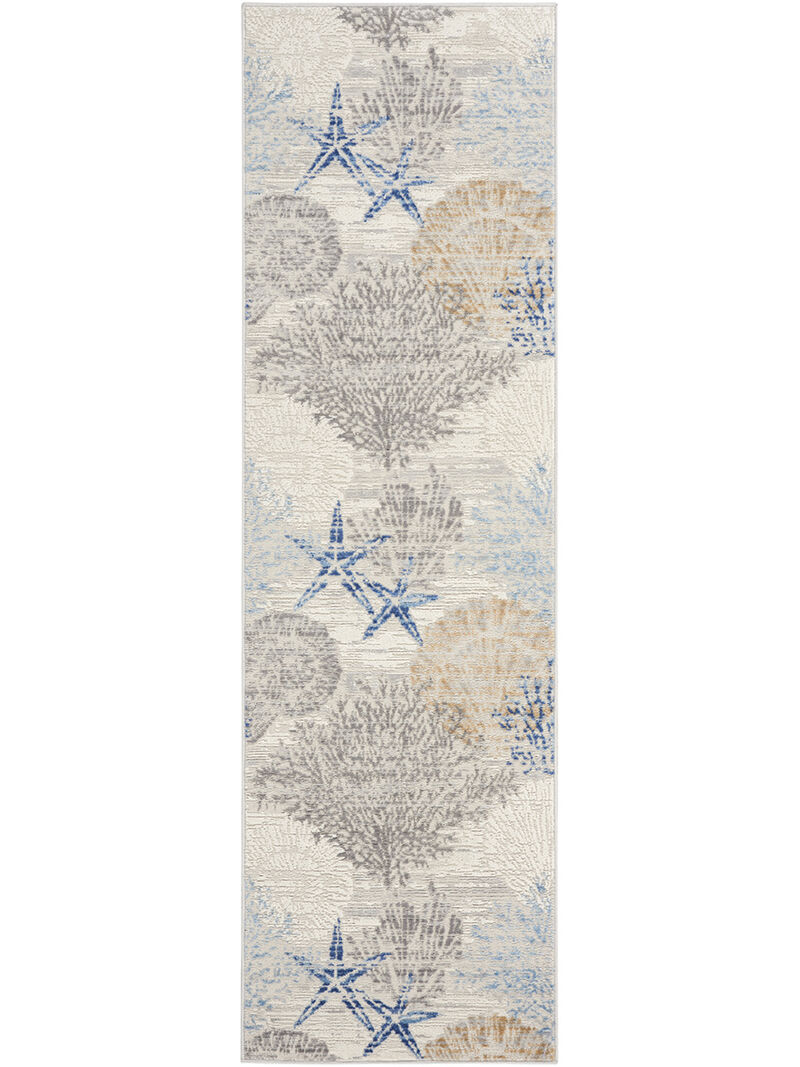 Seaside SDS04 Ivory/Gray/Blue 2' x 6' Rug
