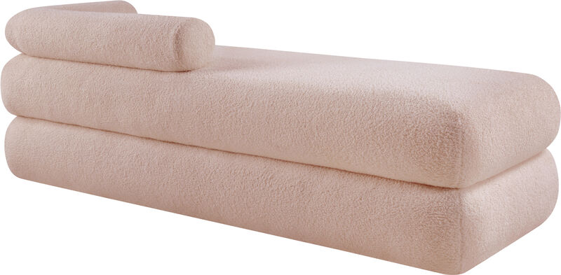 Meridian Furniture Kennedy Pink Faux Shearling Teddy Fabric Bench
