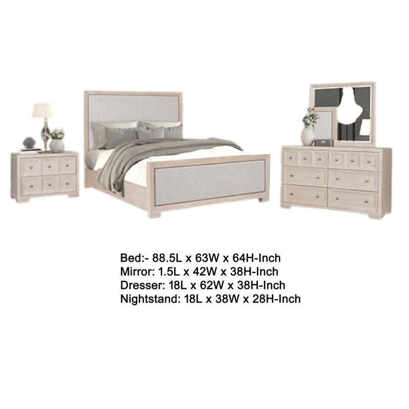 Kizie 5pc Queen Bedroom Set with 2 XL Nightstands, Tawny Brown, Gray - Benzara