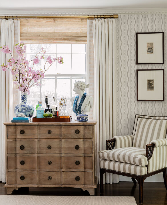 Rhys Stone IKAT Stripe Wallpaper