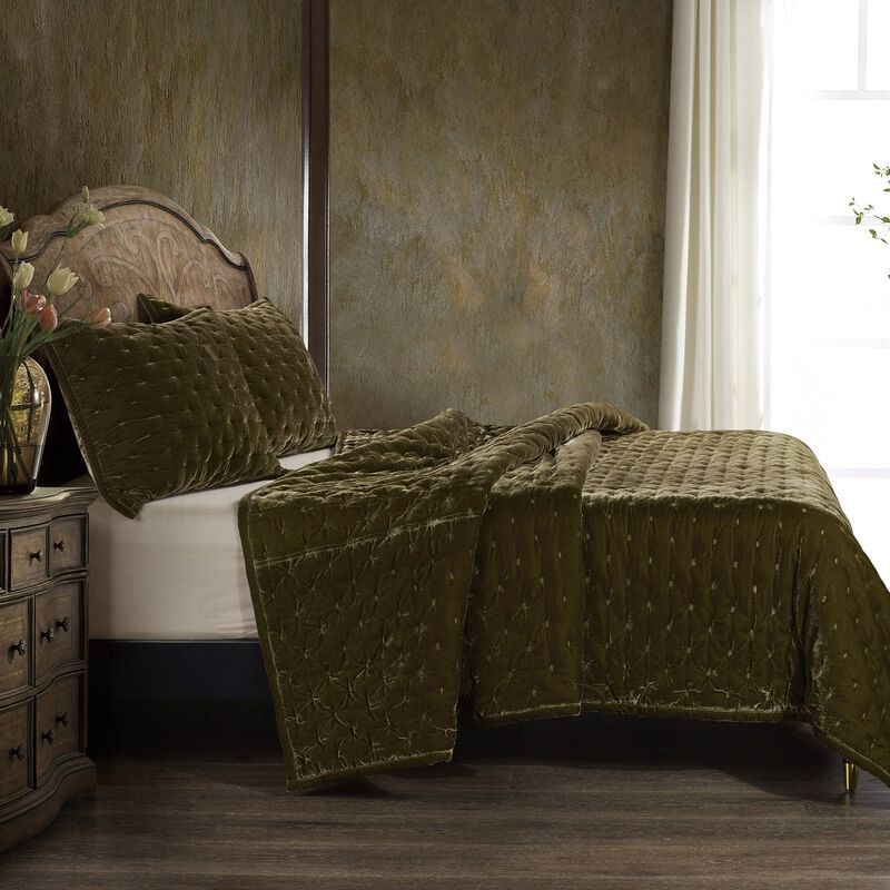 Stella Pintuck Ochre Full/Queen Quilt Set image number 2