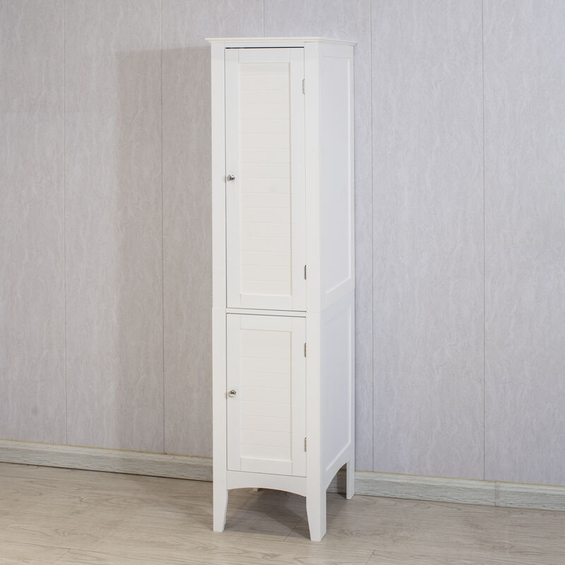 Tall Narrow Storage Cabinet 5-Tier Tower with Shutter Doors for Bathroom, Kitchen & Living Room