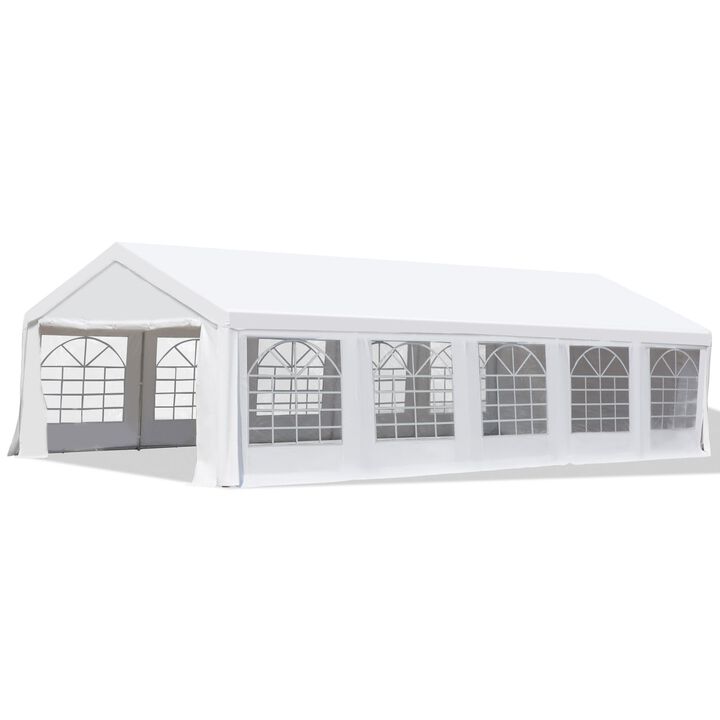 Outdoor Carport Canopy Heavy Duty Party/Wedding Tent with Removable Protective Sidewalls & Versatile Uses 32' x 16' Large - White