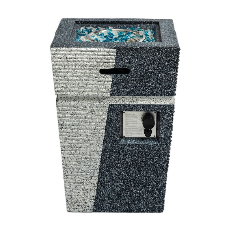 Mondawe Outdoor Concrete Fire Pit Column, Courtyard Gas Fire Pit