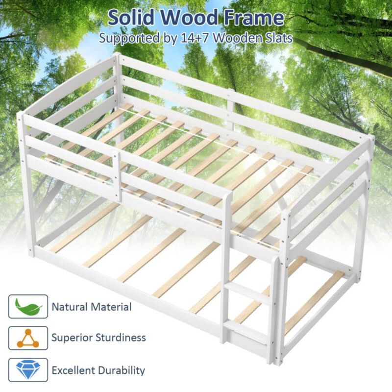 Hivvago Twin Size Bunk Bed with High Guardrails and Integrated Ladder