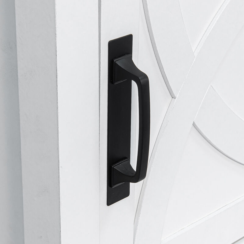 Farmhouse Barn Door Nightstand End Table with Adjustable Shelves