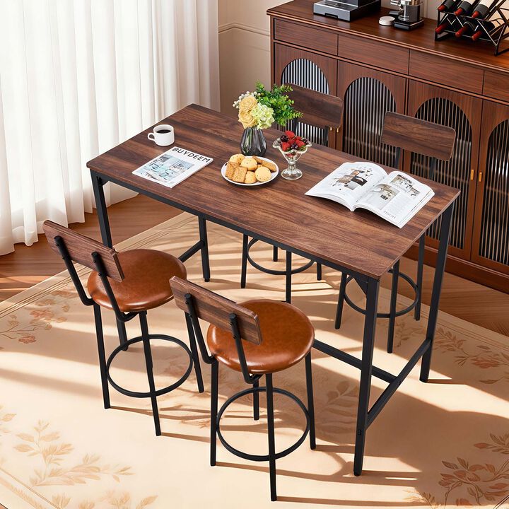 5-Piece Bar Table and Chair Set 47" for Living Room Use
