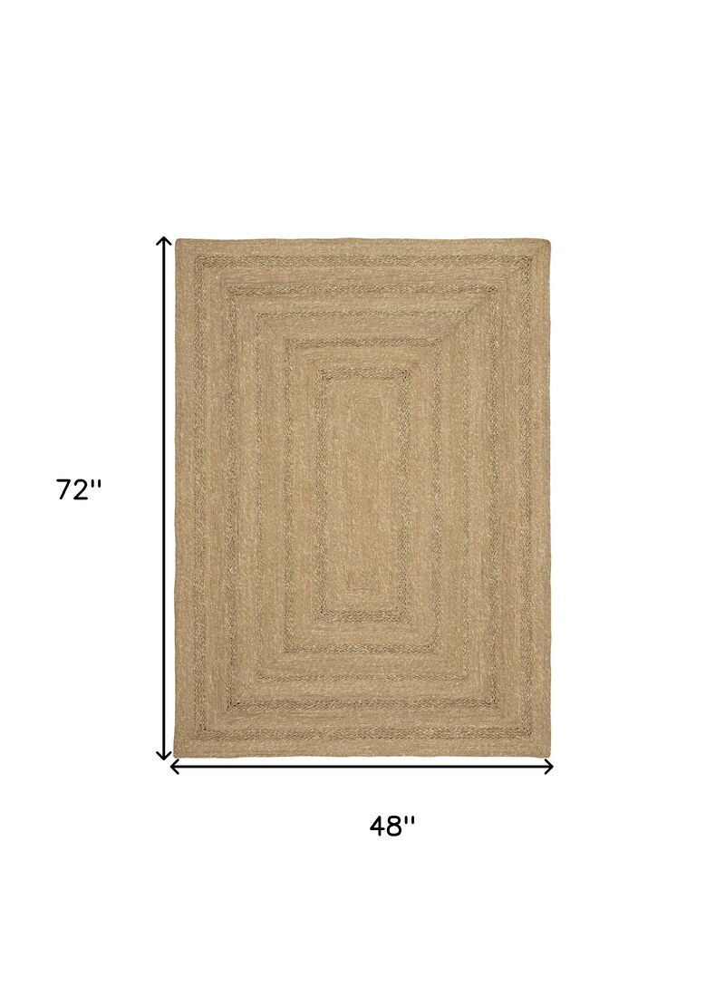 HomeRoots 4' X 6' Natural And Brown Handmade Indoor Outdoor Area Rug image number 3