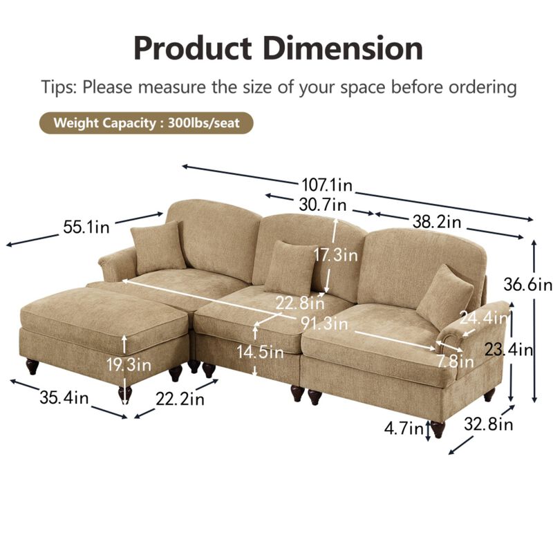 Kaxnir Mid-Century Modern L-Shaped Sectional image number 9