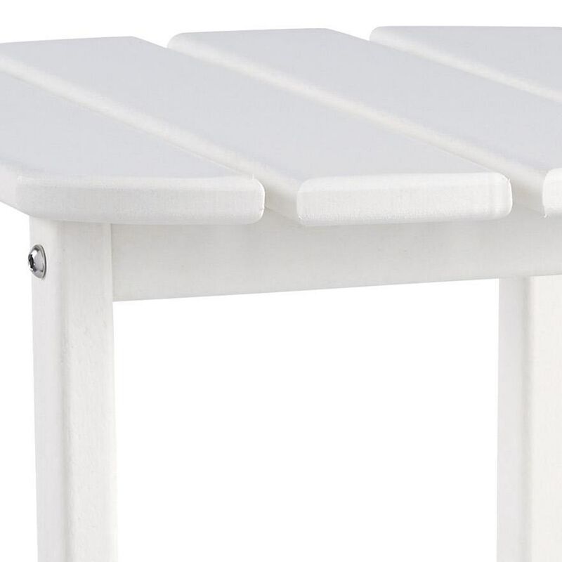 Slatted Rectangular Hard Plastic End Table with Straight Legs, White-Benzara image number 4