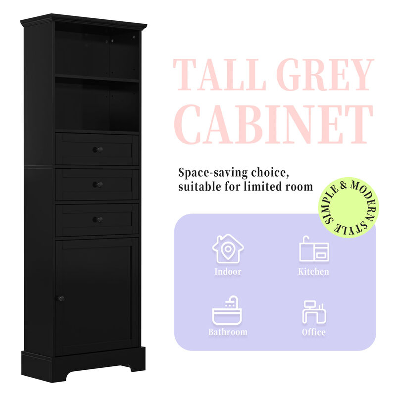 Whisen Verticle Storage Cabinet with Drawers and Adjustable Shelves