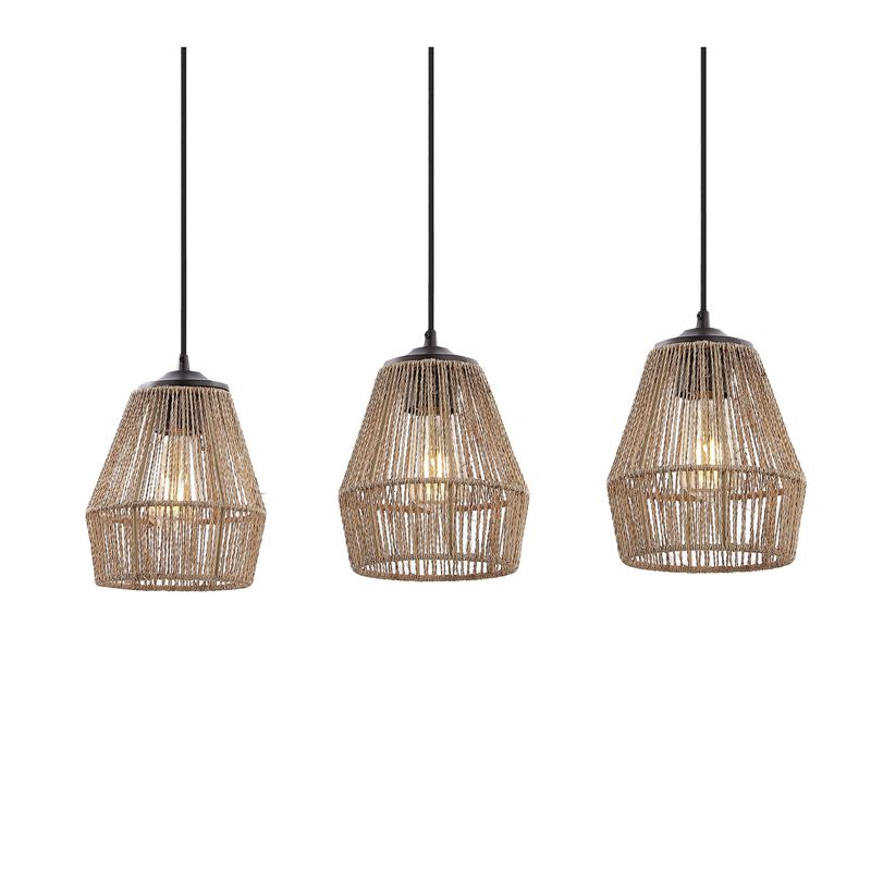 Ibiza 3-Light Woven Rope/Metal Bohemian Coastal LED Linear Pendant