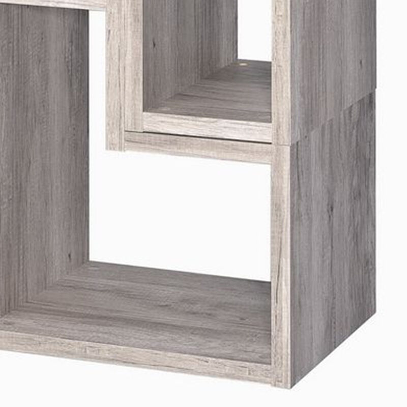 Modern Style Wooden Bookcase, Gray-Benzara image number 4
