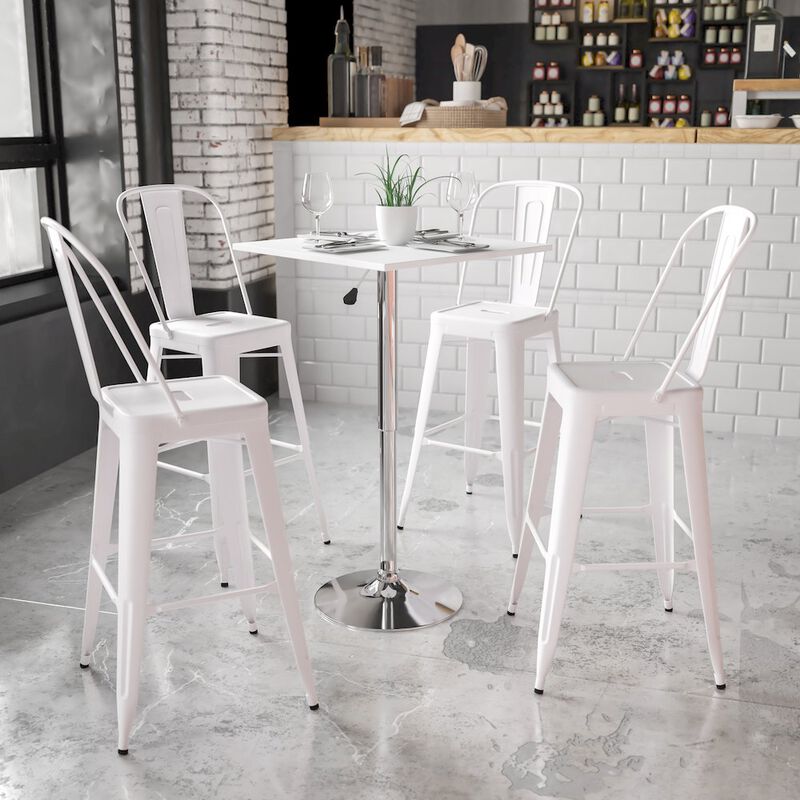 Flash Furniture 23.75'' Adjustable Height White Wood Swivel Top Table image number 3