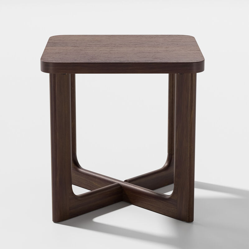 Aydan 24 in. Walnut Color Square Solid Wood Oak Coffee Table Side Table