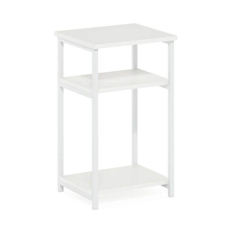 3-Tier Industrial Metal Frame End Table with Storage Shelves, 1-Pack