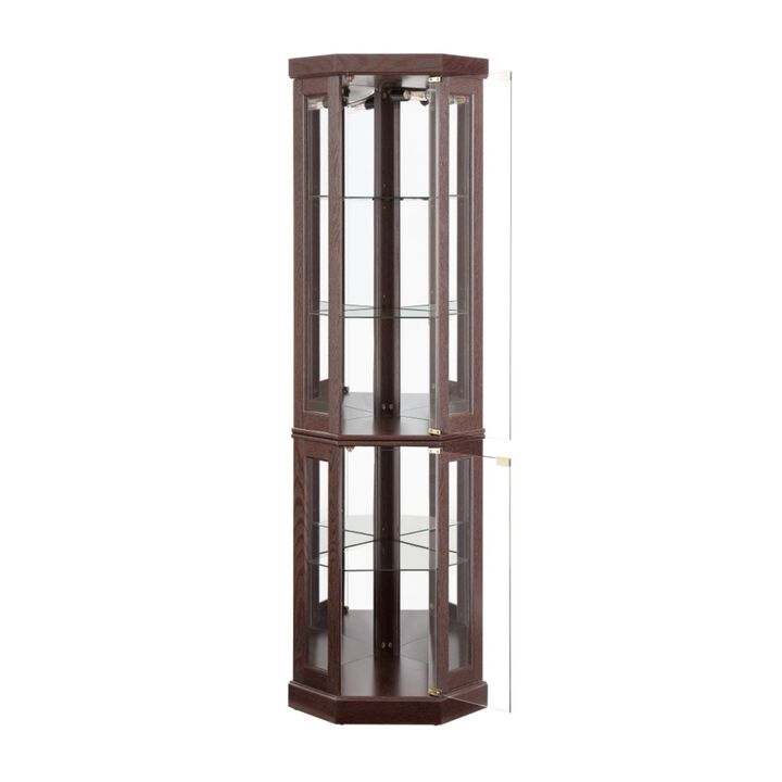 Jasnon Lighted Corner Curio Cabinet